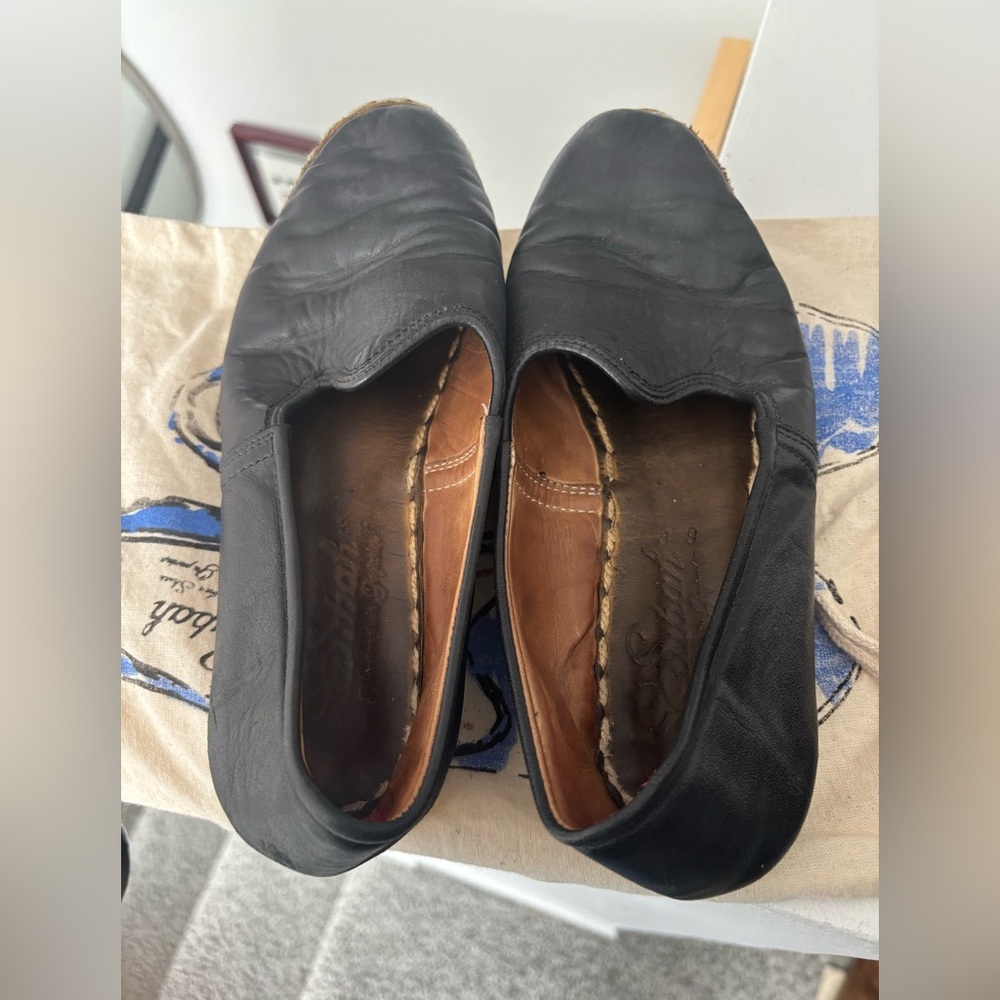 Sabah Black Leather Slip-On Shoes Size 39